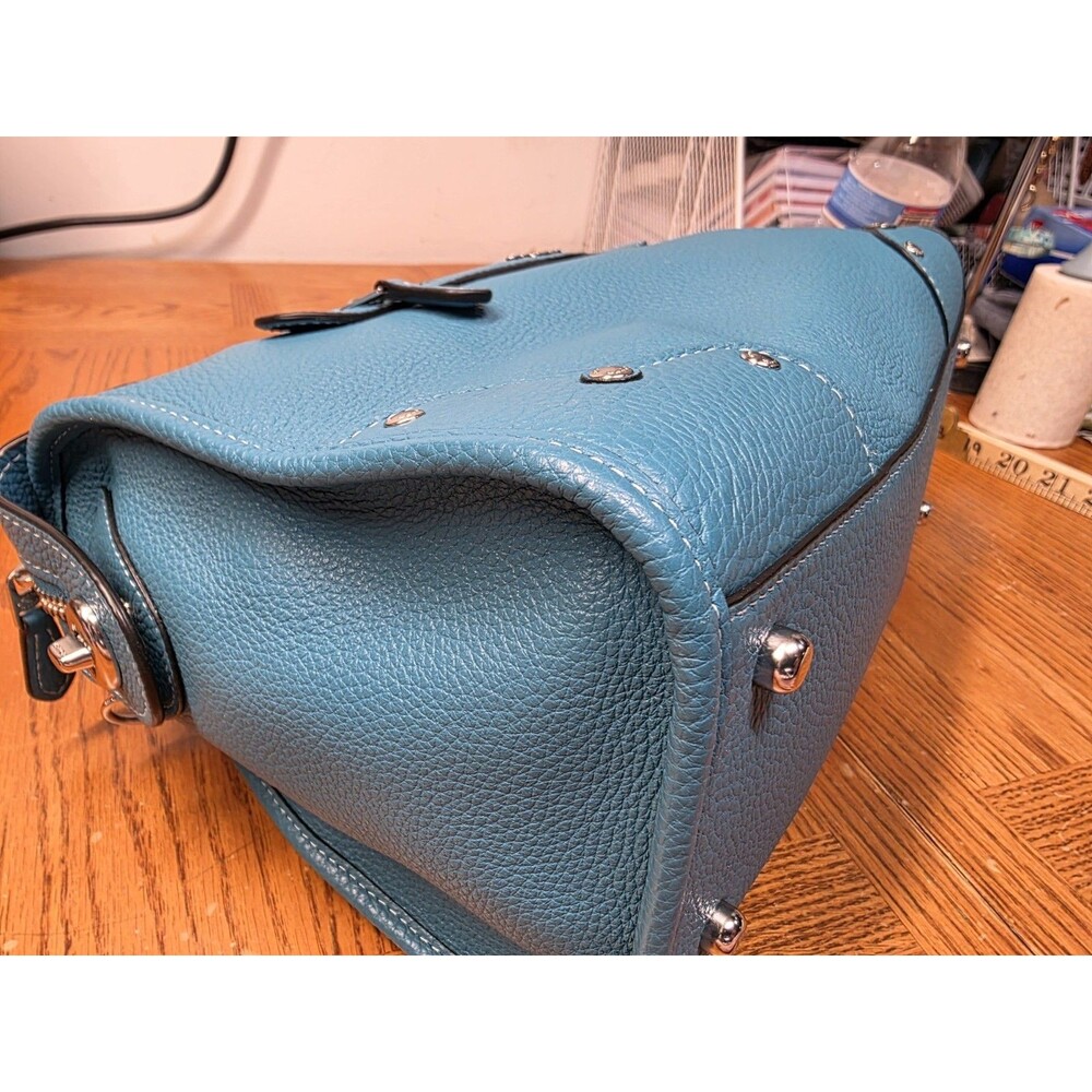 Coach Millie Satchel Pebbled Leather Turquoise Teal CE633 Excellent Condition - Picture 9 of 16